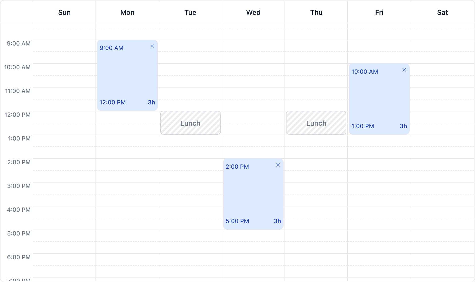 React Weekly Availability Calendar screenshot 1